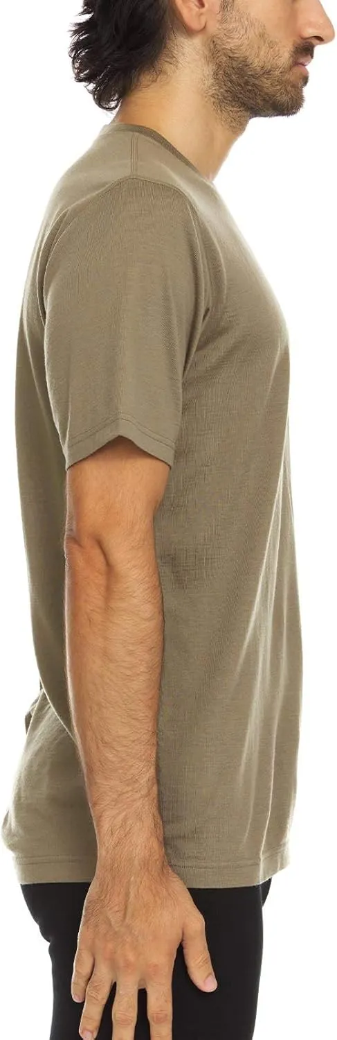 100% Merino Wool Men's Lightweight T-Shirt - Crew Neck Short Sleeve Shirt