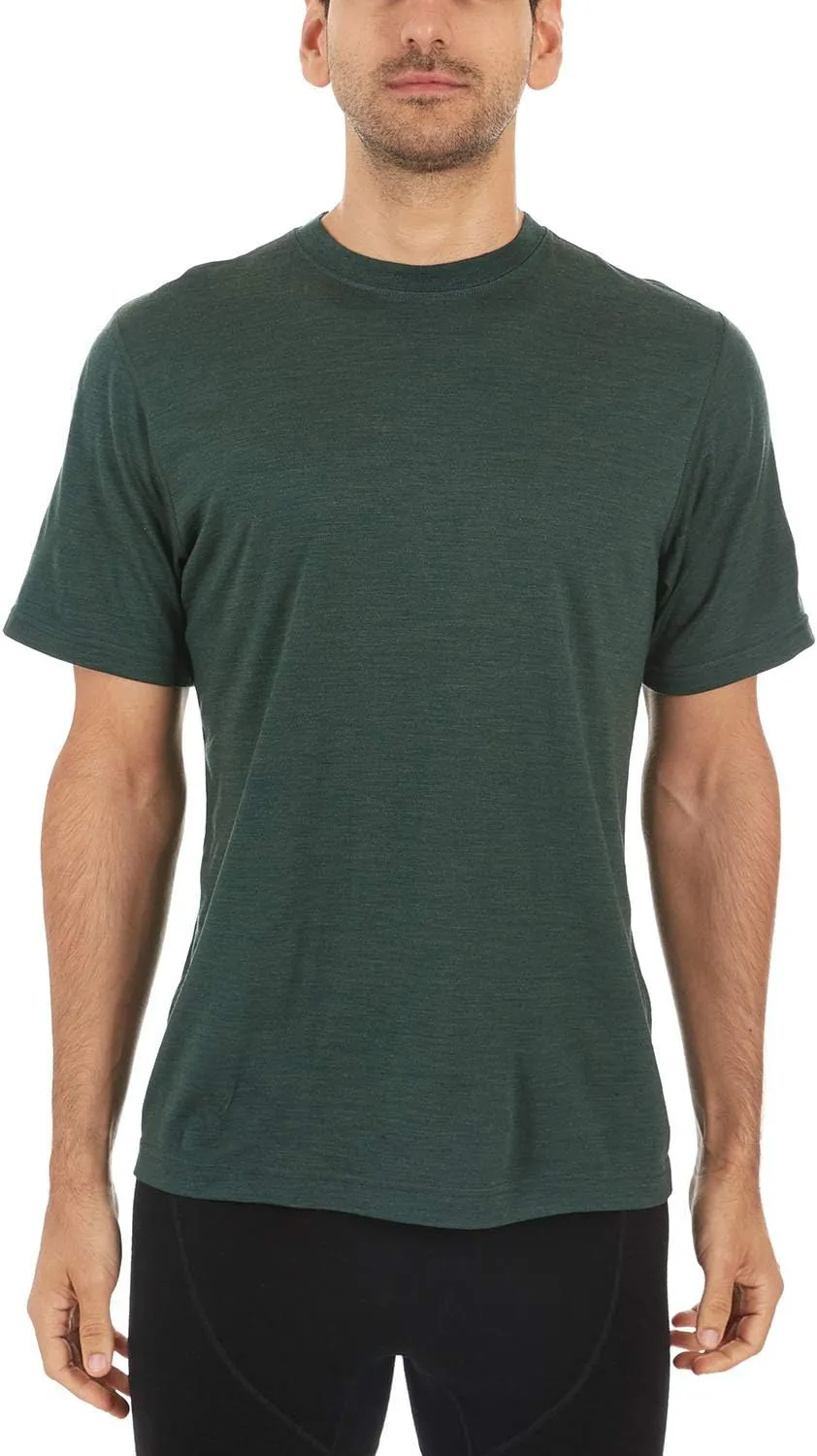 100% Merino Wool Men's Lightweight T-Shirt - Crew Neck Short Sleeve Shirt