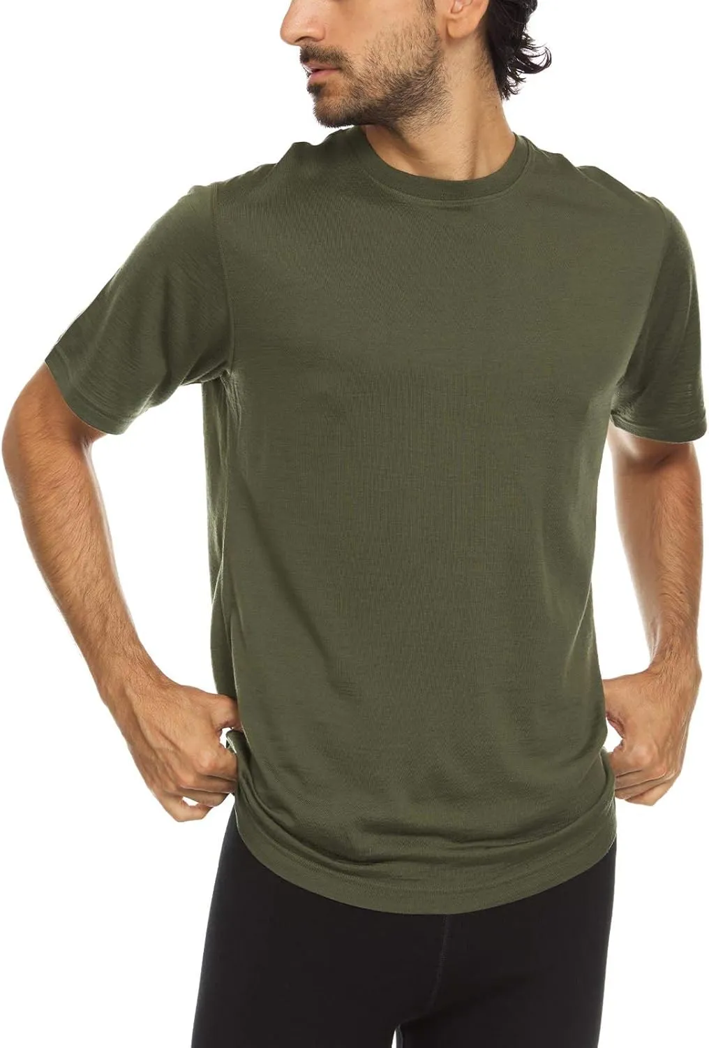 100% Merino Wool Men's Lightweight T-Shirt - Crew Neck Short Sleeve Shirt