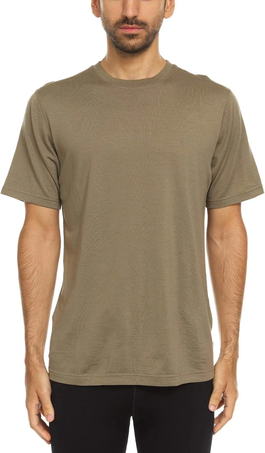 100% Merino Wool Men's Lightweight T-Shirt - Crew Neck Short Sleeve Shirt