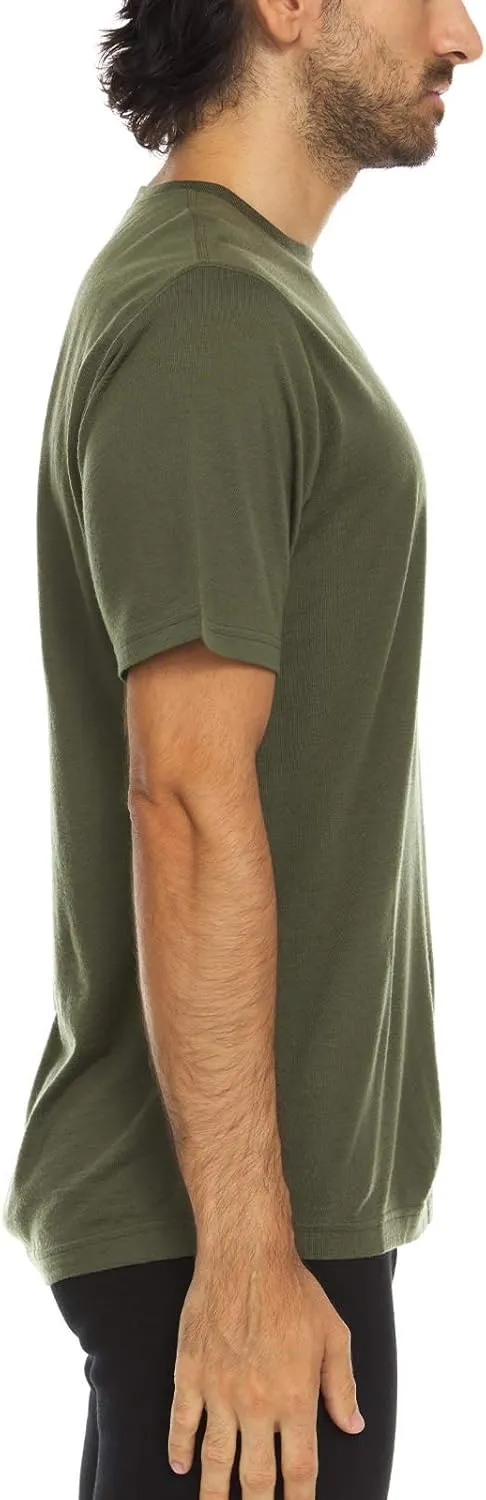 100% Merino Wool Men's Lightweight T-Shirt - Crew Neck Short Sleeve Shirt