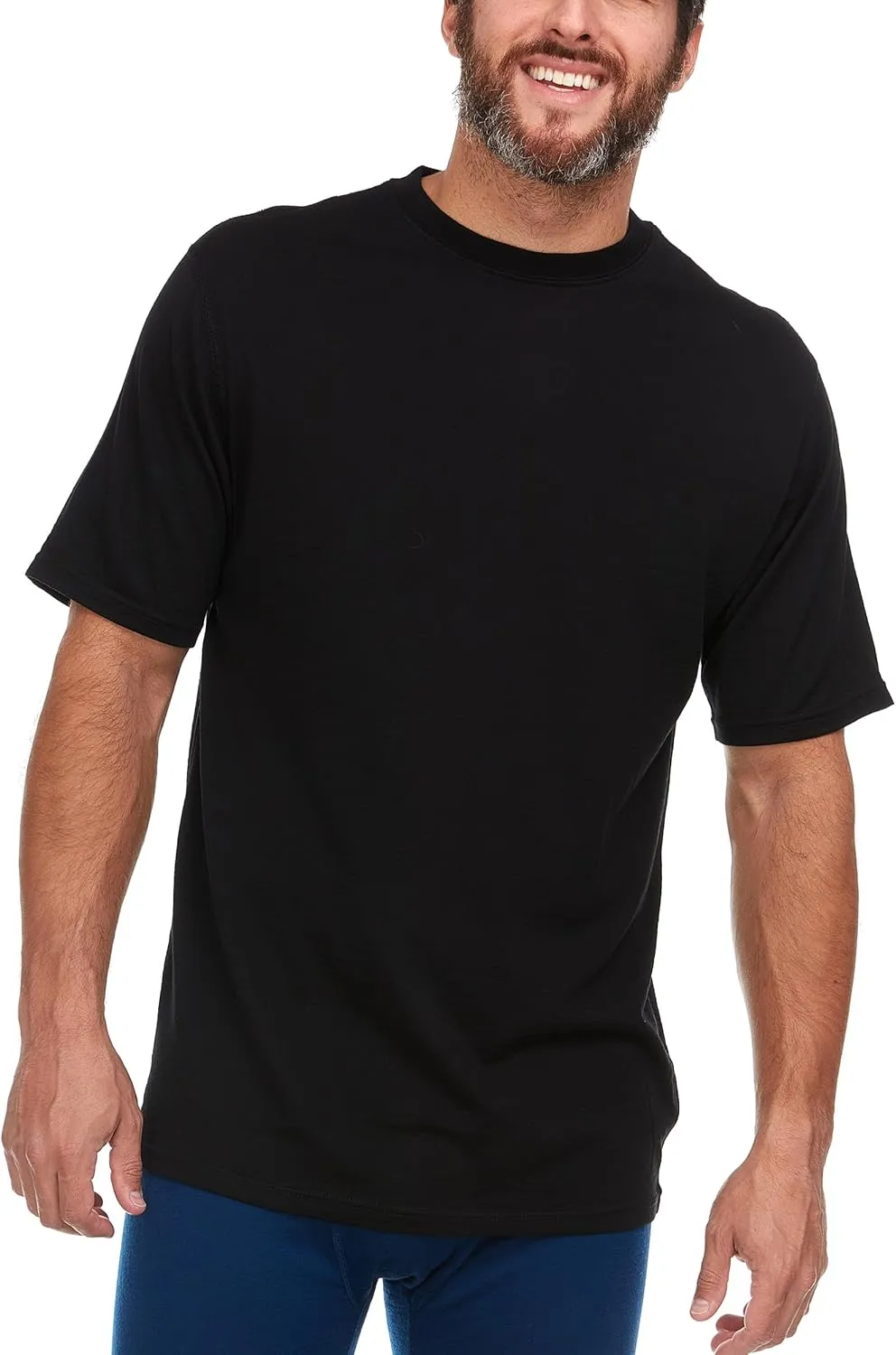 100% Merino Wool Men's Lightweight T-Shirt - Crew Neck Short Sleeve Shirt