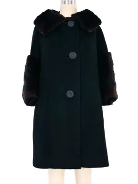 1950s Fur Trimmed Swing Coat