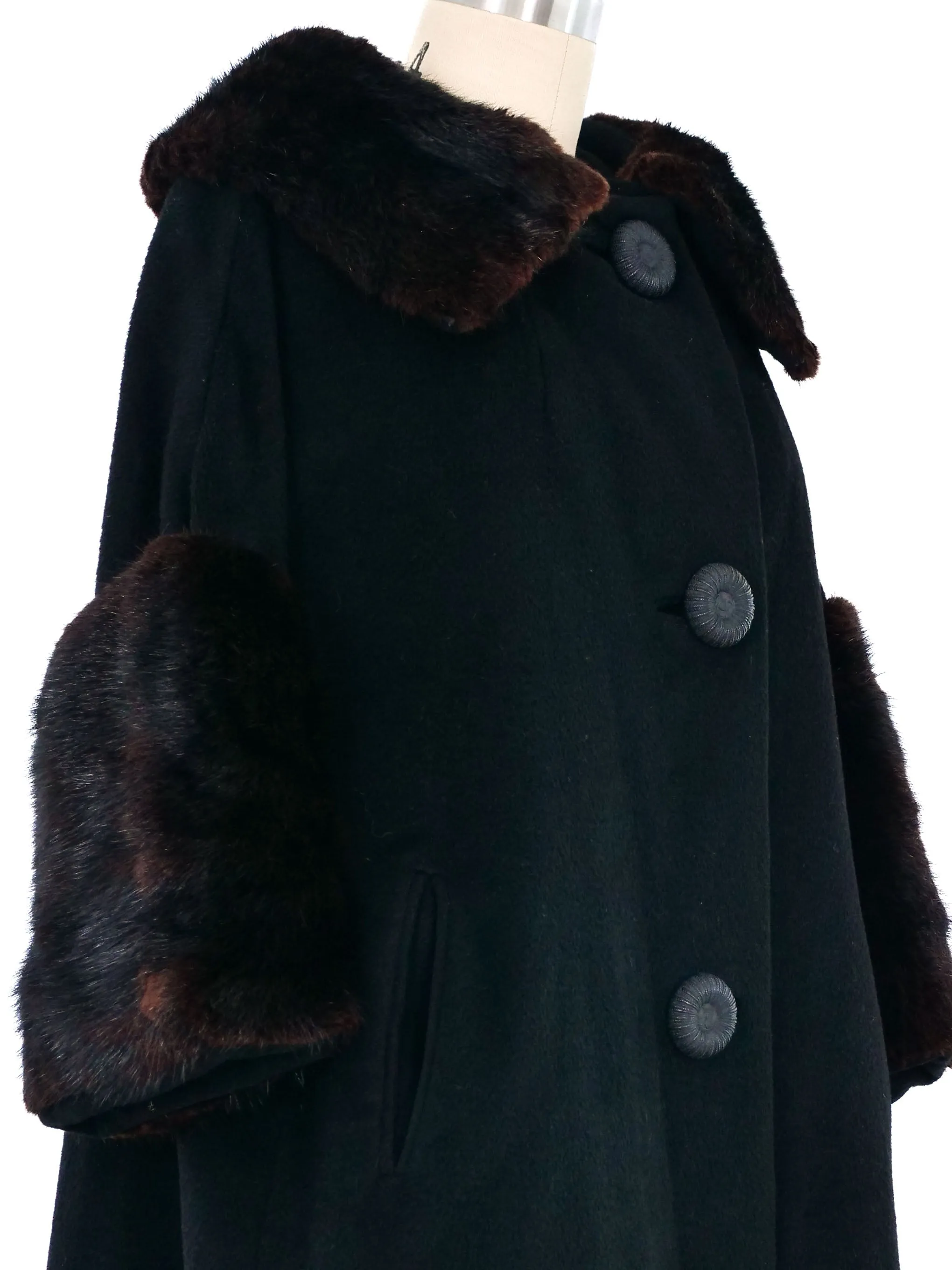 1950s Fur Trimmed Swing Coat