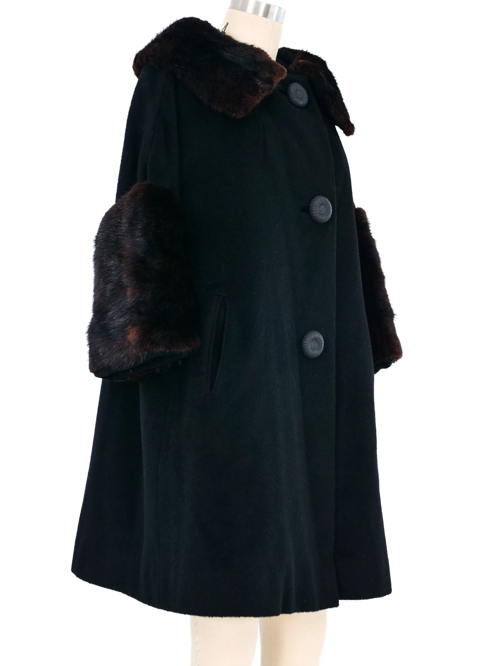 1950s Fur Trimmed Swing Coat