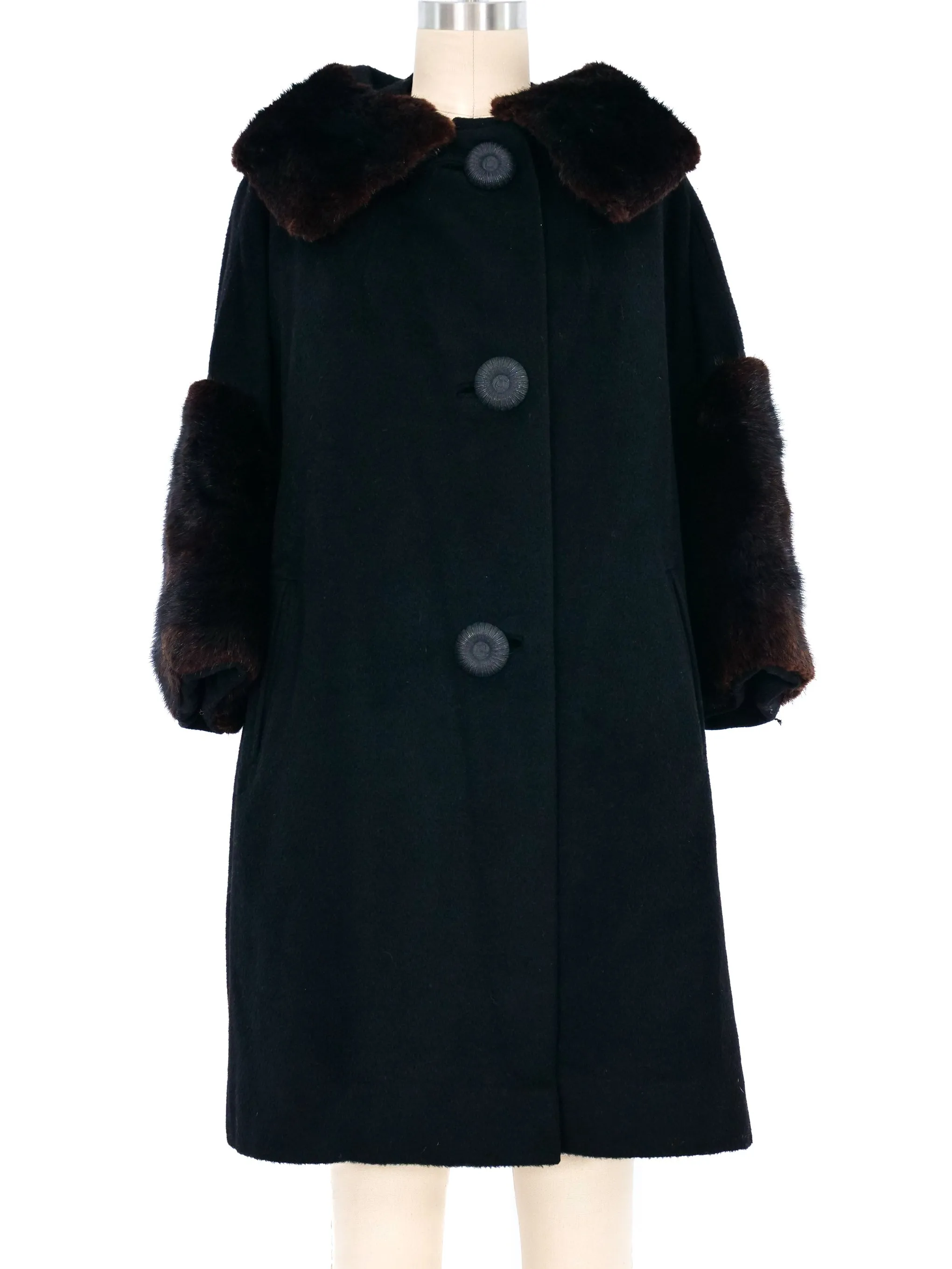 1950s Fur Trimmed Swing Coat