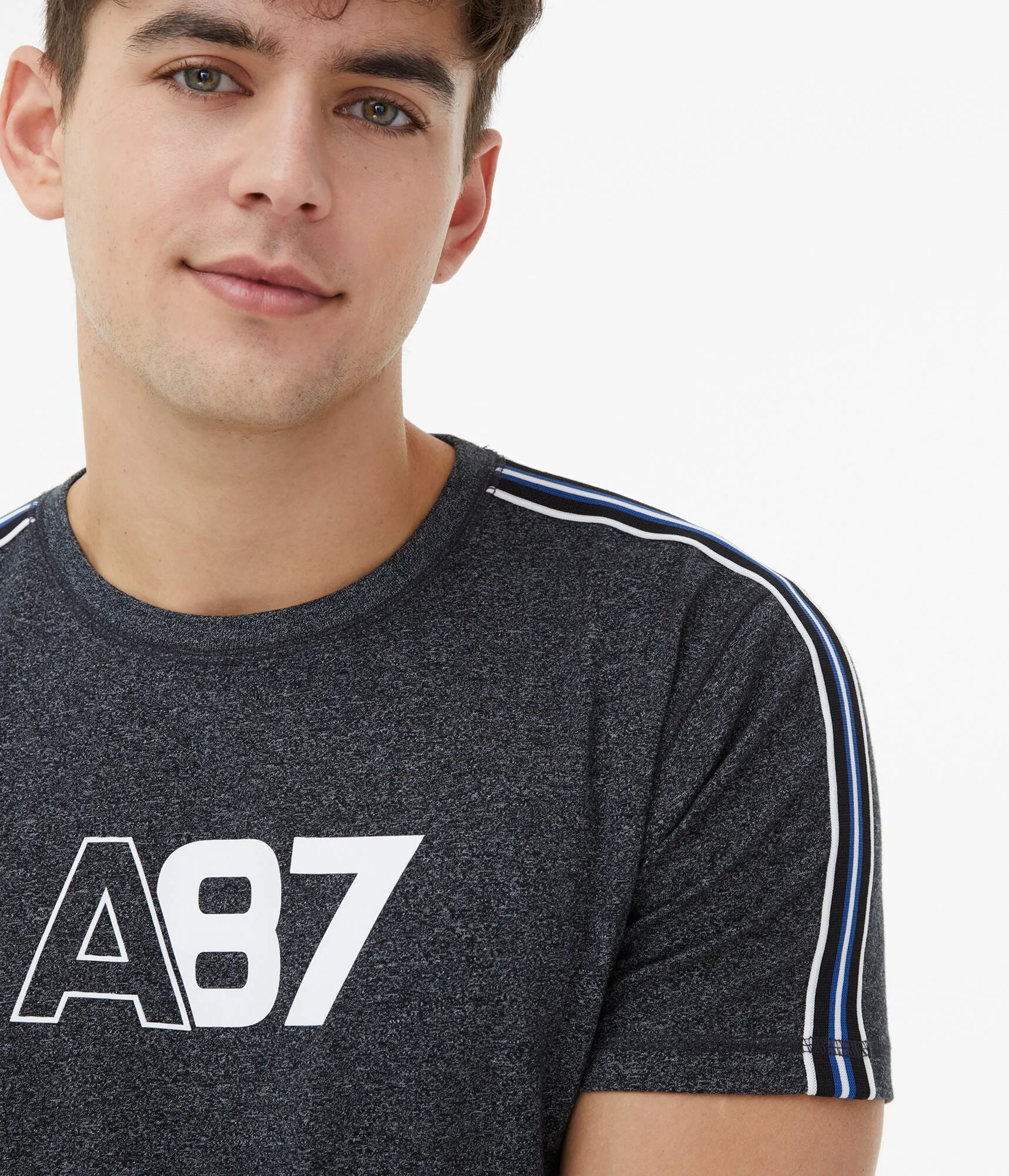Aeropostale A87 Sleeve Stripe Stretch Graphic Tee