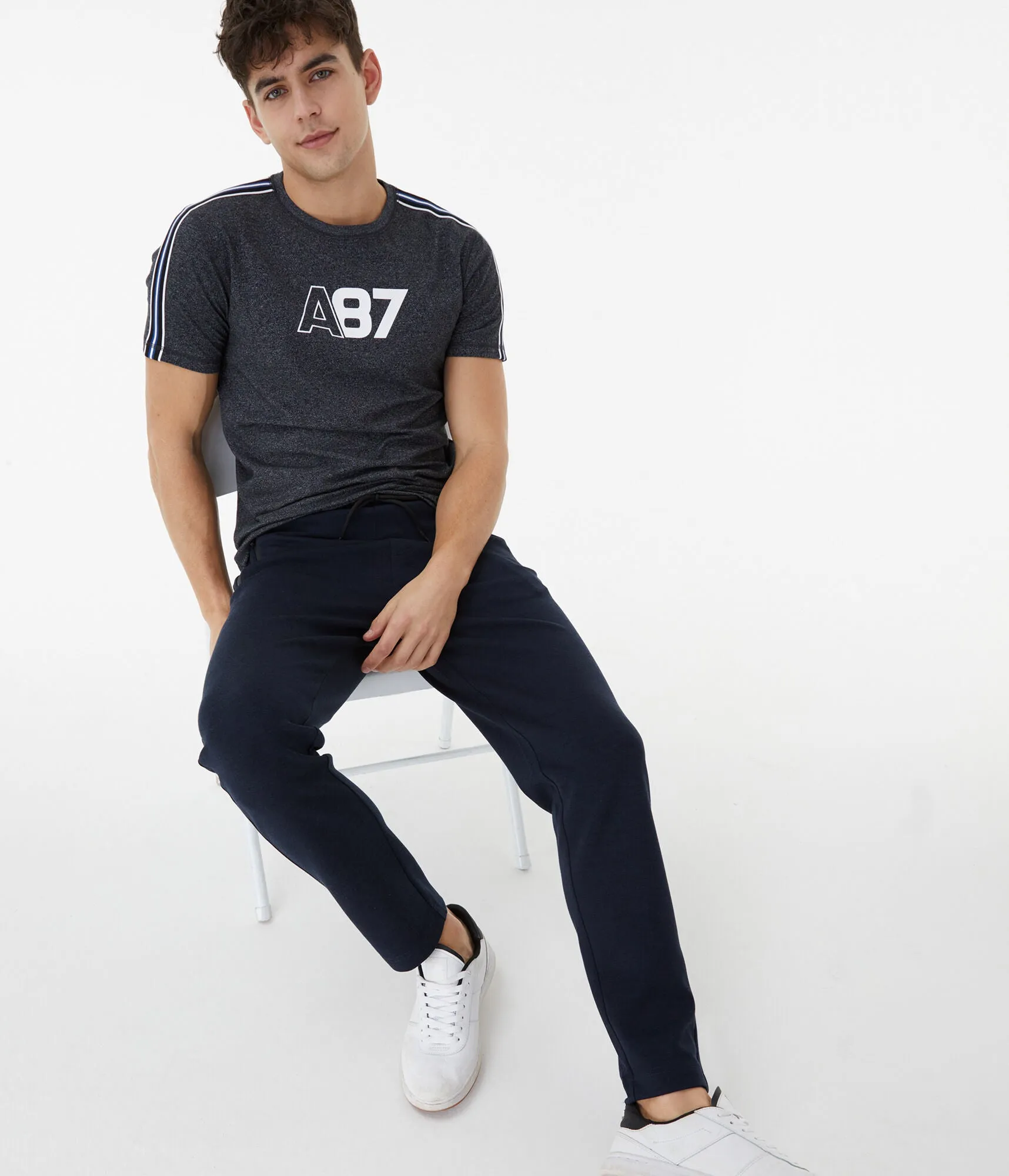 Aeropostale A87 Sleeve Stripe Stretch Graphic Tee
