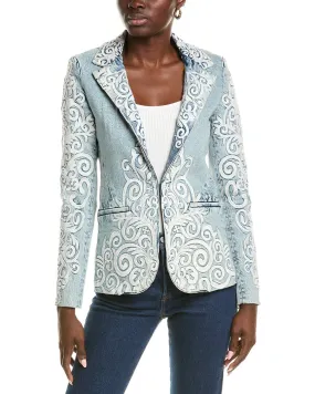 Alice   Olivia Macey Embroidered Denim Blazer
