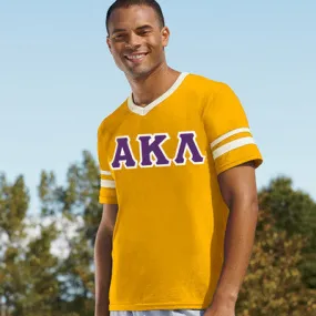 Alpha Kappa Lambda V-Neck Jersey with Striped Sleeves - 360 - TWILL