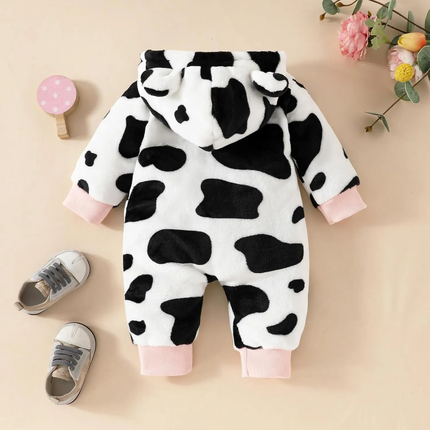 AMAWMW Newborn Baby Girl Winter Outfit Hooded Jumpsuit Infant One Piece Romper Baby Warm Snowsuit Clothes Gifts Set