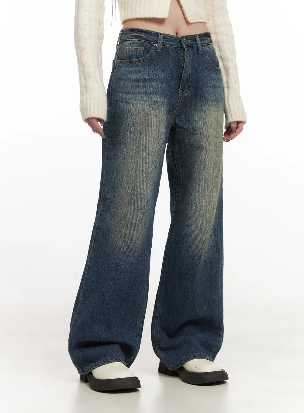 Audrey Washed Wide-Leg Jeans CJ516