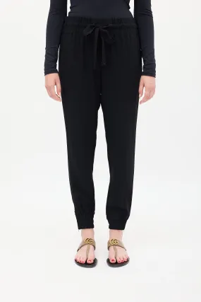 Black Elasticized Tapered Trouser