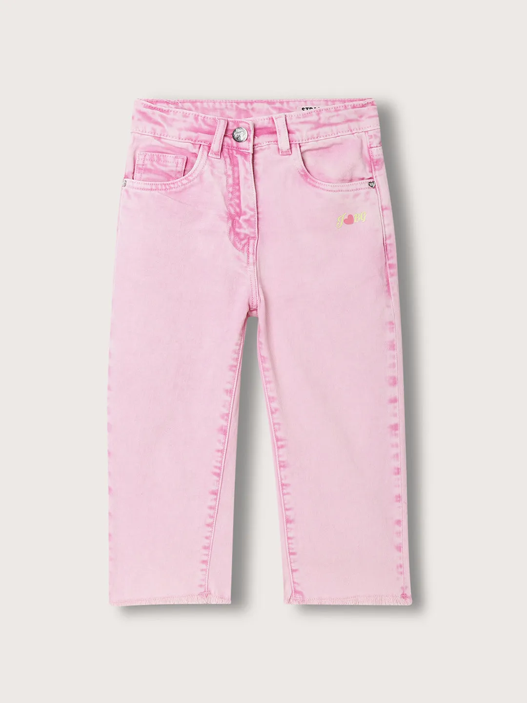 Blue Giraffe Girls Pink Washed Regular Fit Jeans