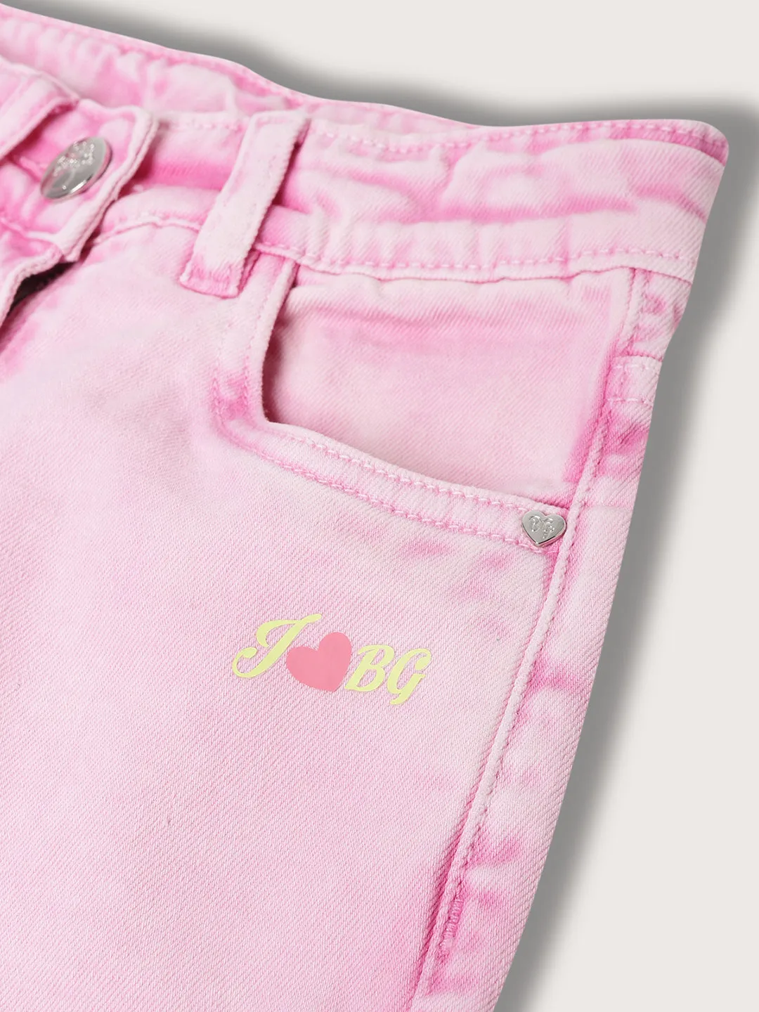 Blue Giraffe Girls Pink Washed Regular Fit Jeans