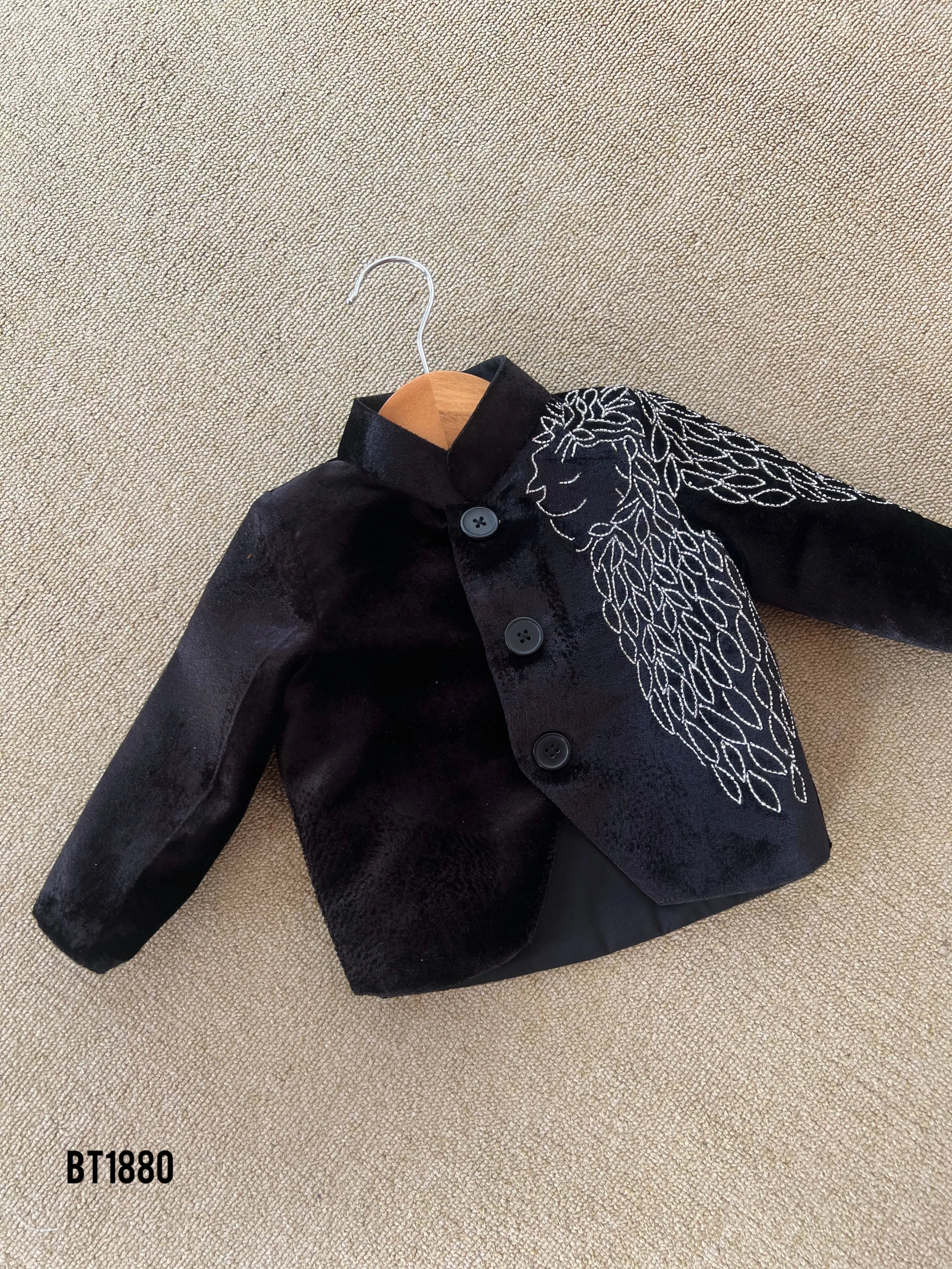BT1880 Elegant Angelic Embroidered Velvet Party Wear Ensemble for Boys