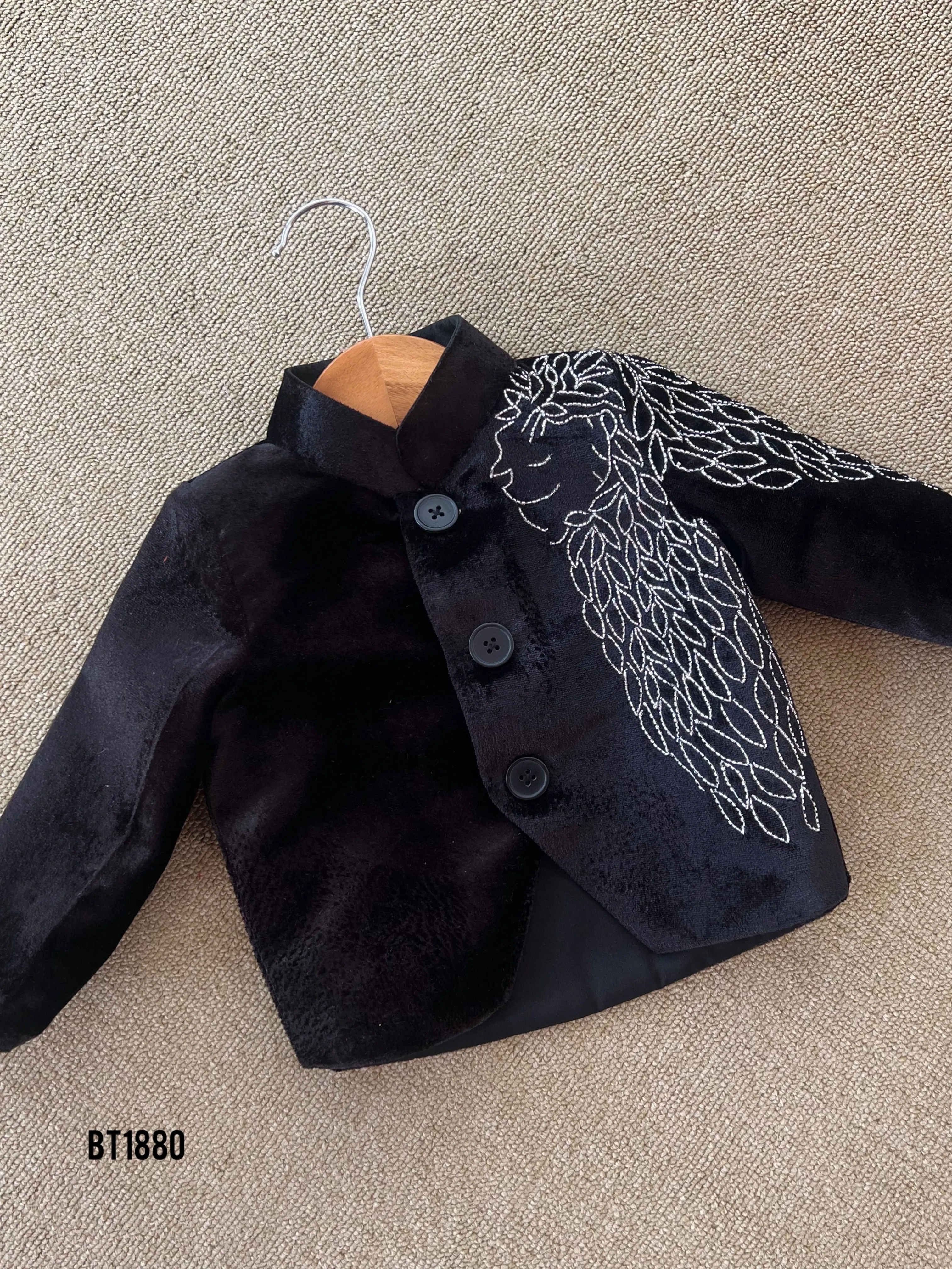 BT1880 Elegant Angelic Embroidered Velvet Party Wear Ensemble for Boys