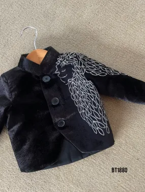 BT1880 Elegant Angelic Embroidered Velvet Party Wear Ensemble for Boys