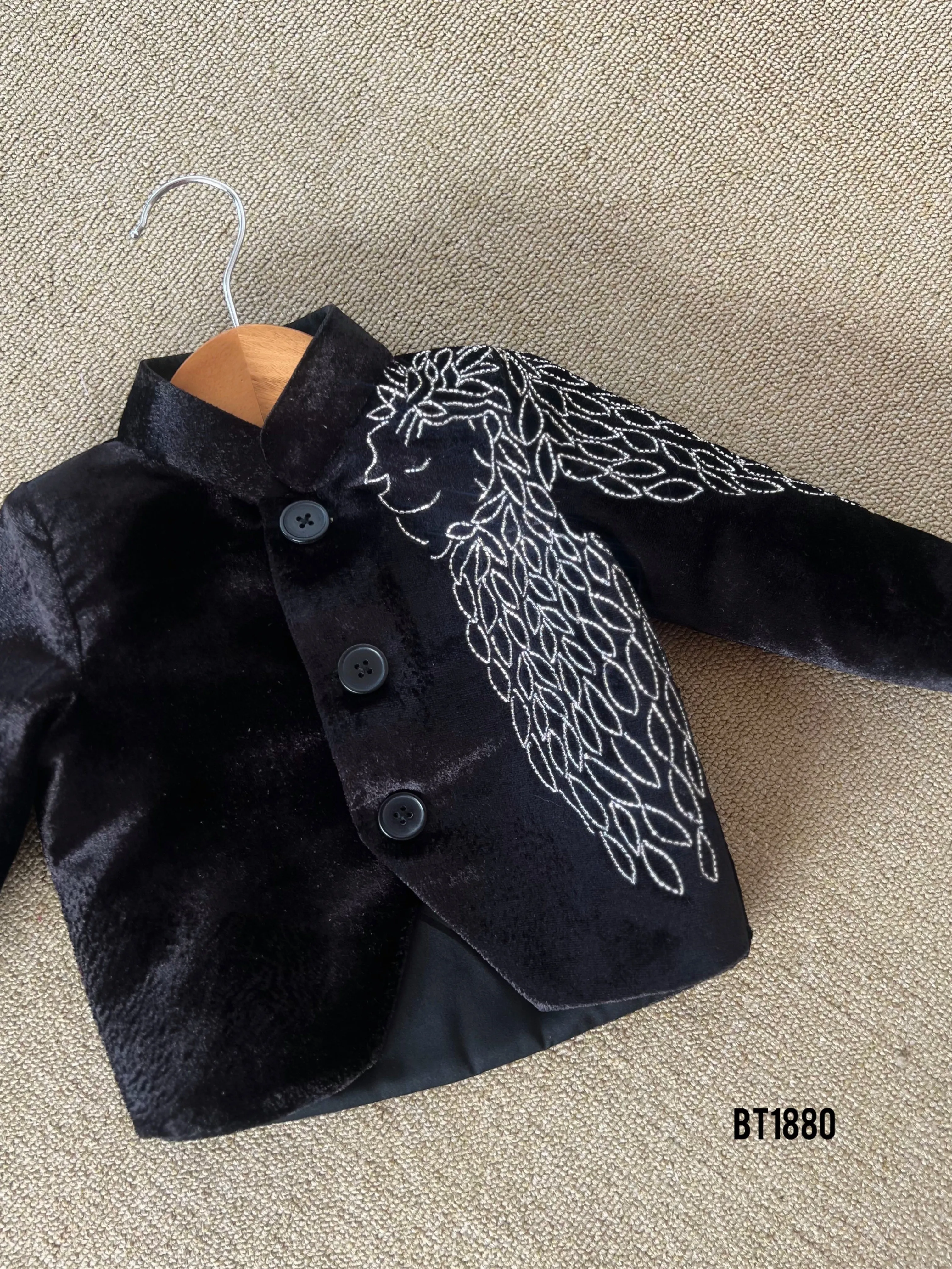 BT1880 Elegant Angelic Embroidered Velvet Party Wear Ensemble for Boys