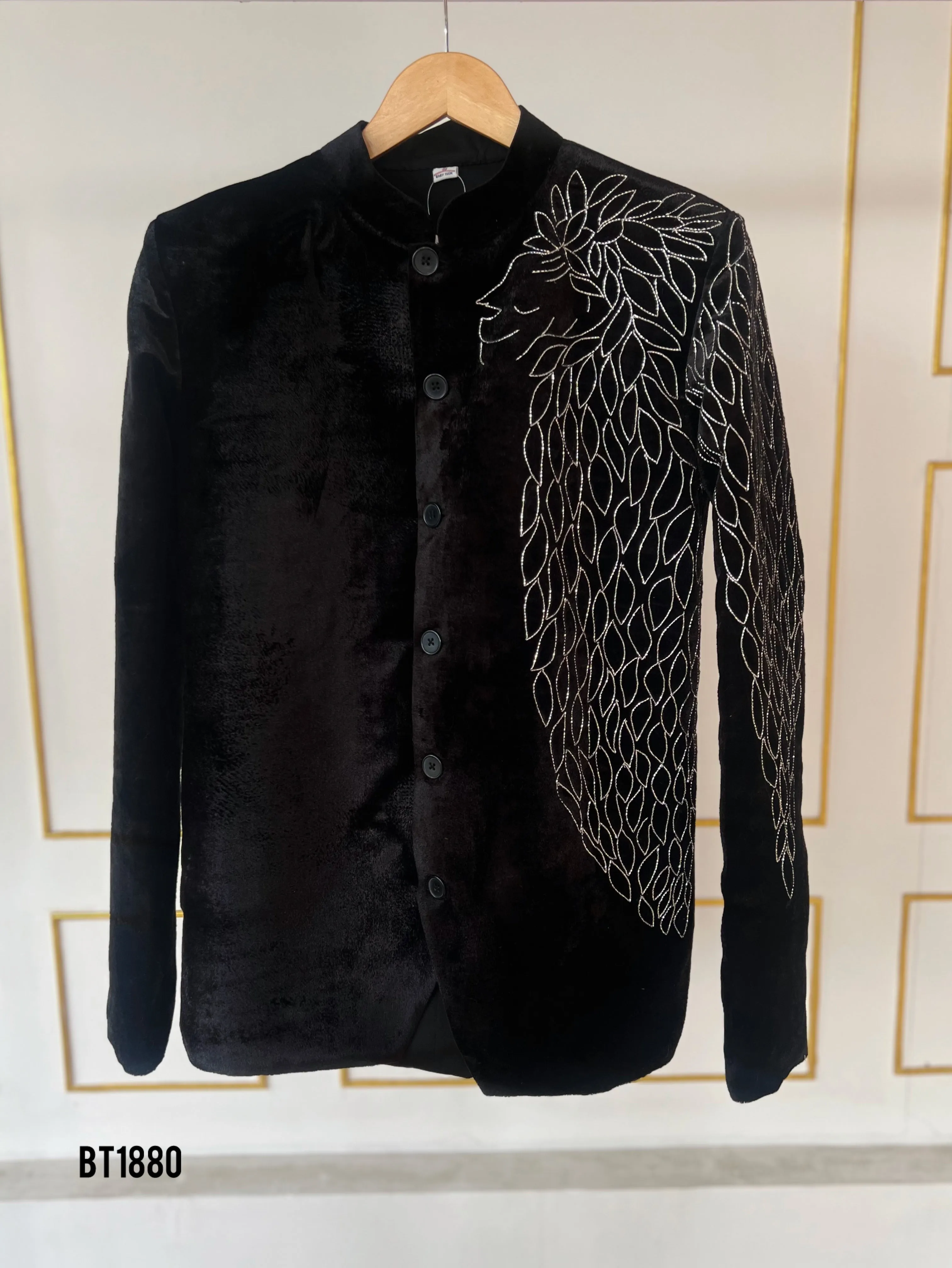 BT1880 Elegant Angelic Embroidered Velvet Party Wear Ensemble for Boys