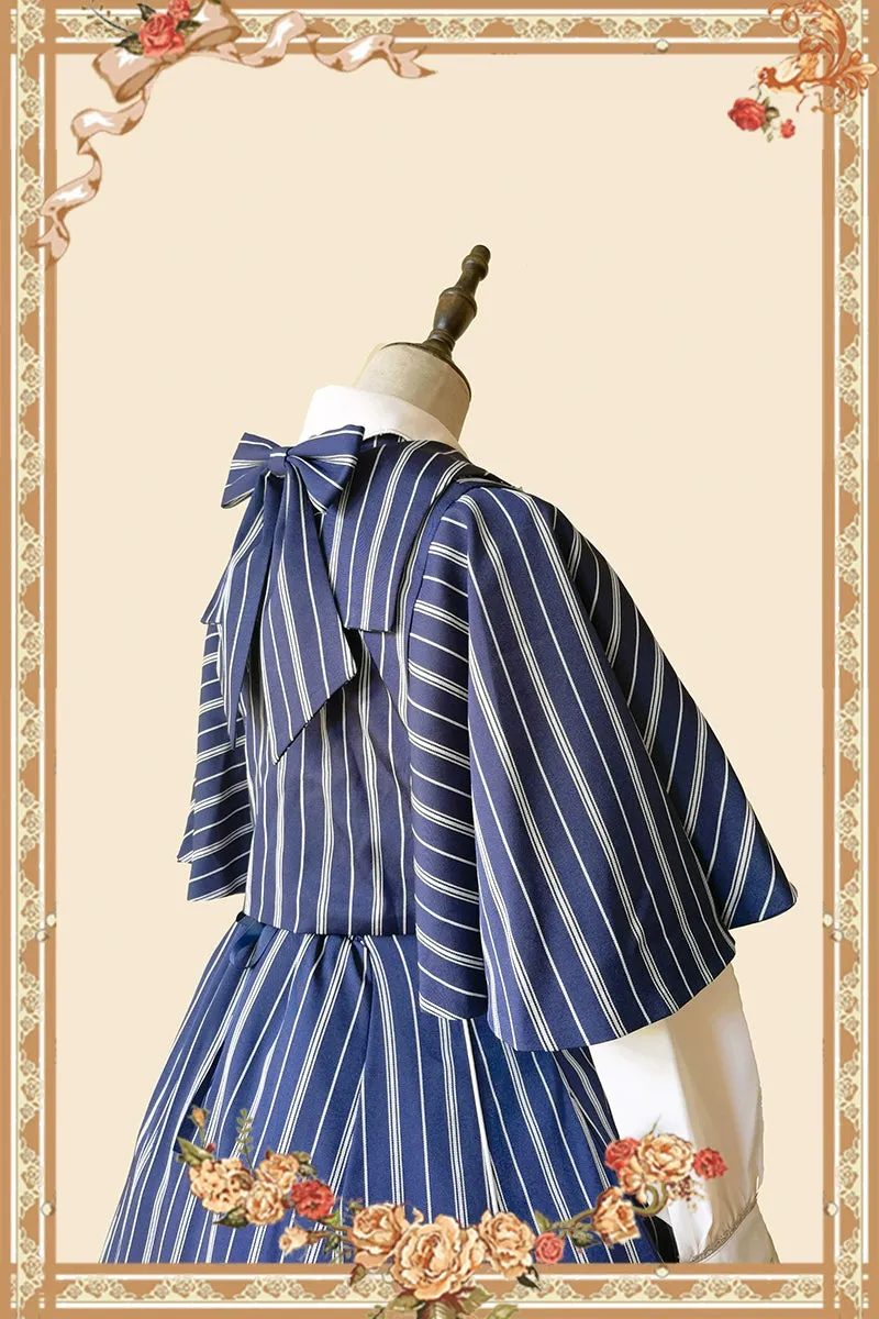 (Buy for me) Infanta~Elegant Lolita Stripe High-waist Jumper Dress Set and Cape