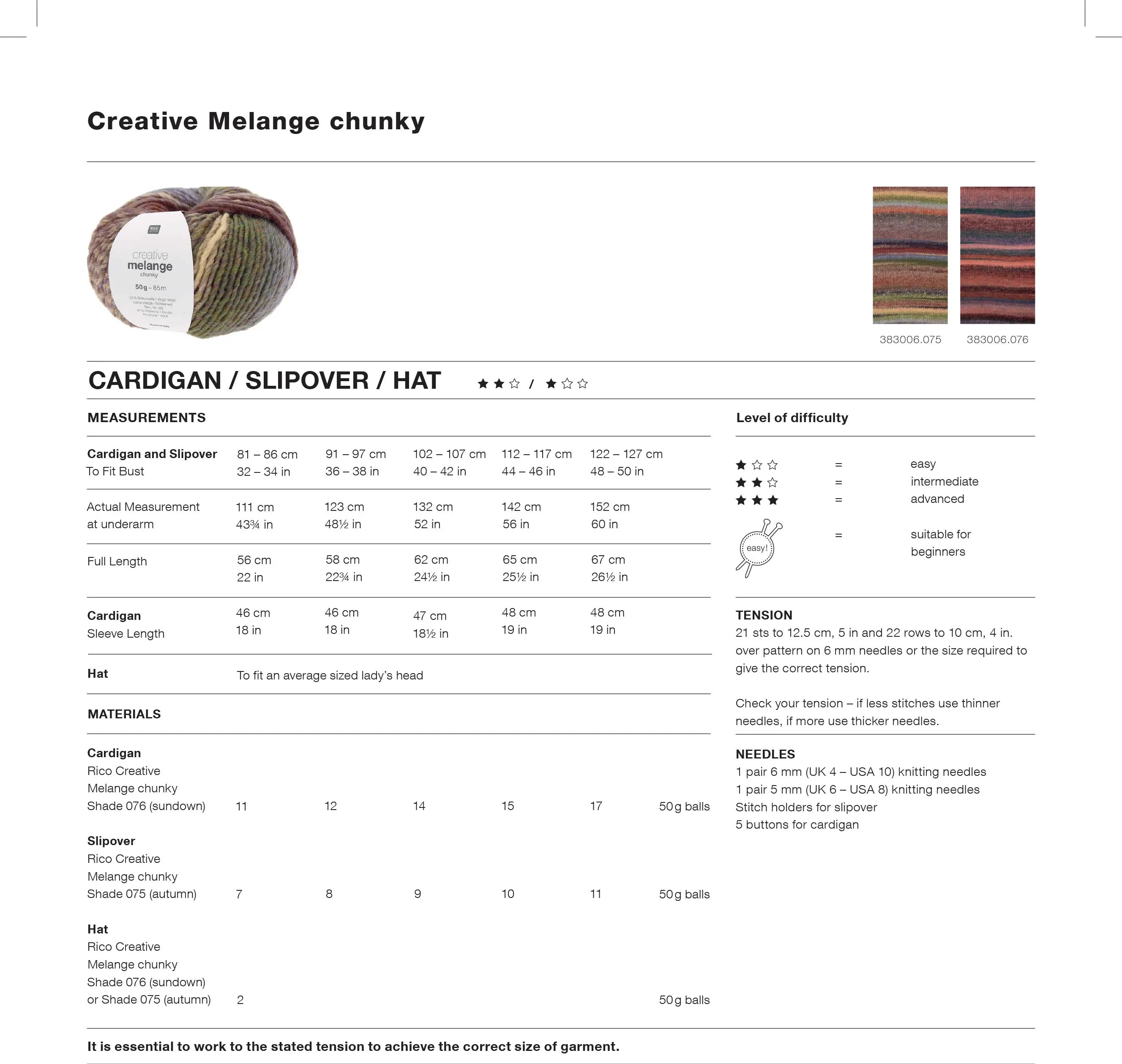 Cardigan / Slipover / Hat in Rico Creative Melange Chunky - Digital Version 1294