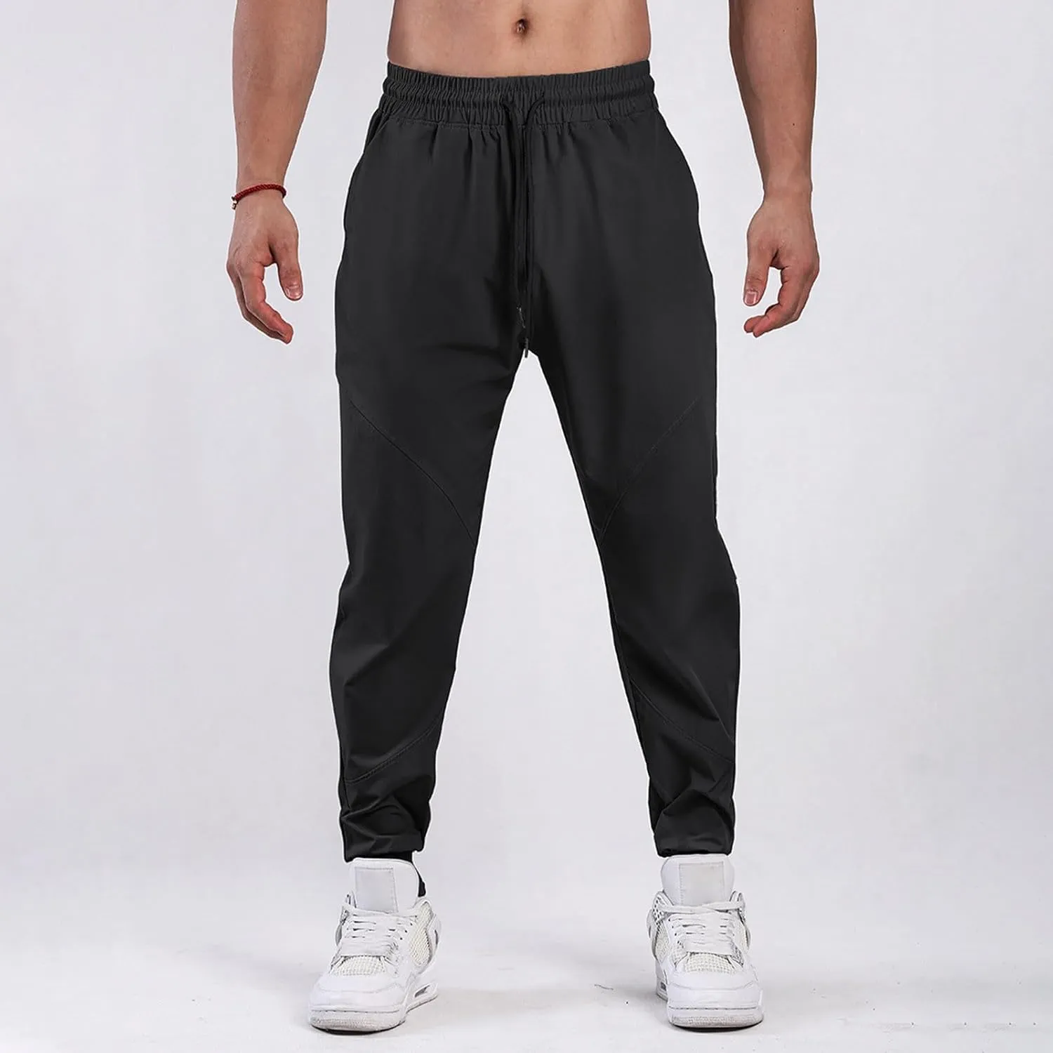 Casual Pants for Men Elastic Waist Loose Fit Drawstring Tapered Trousers Lightweight Plus Size Comfy Sweatpants with Pockets