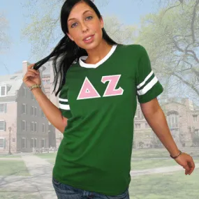 Delta Zeta V-Neck Jersey with Striped Sleeves - 360 - TWILL