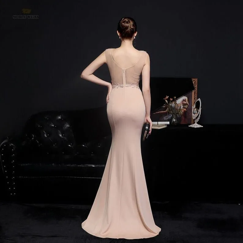 Diamante lace evening dress