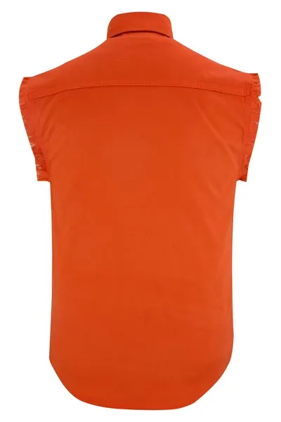 DM6003 Men’s Orange Lightweight Sleeveless Denim Shirt