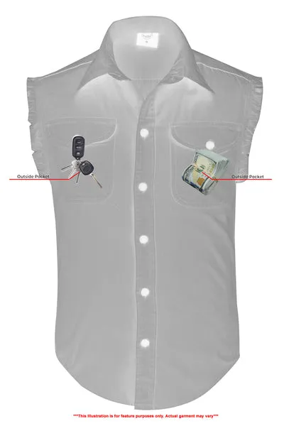 DM6003 Men’s Orange Lightweight Sleeveless Denim Shirt
