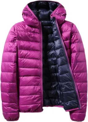 Dninmim Women's Ultra Light White Duck Down Jacket Double Sided Slim Coat Winter Puffer Coat Outerwear
