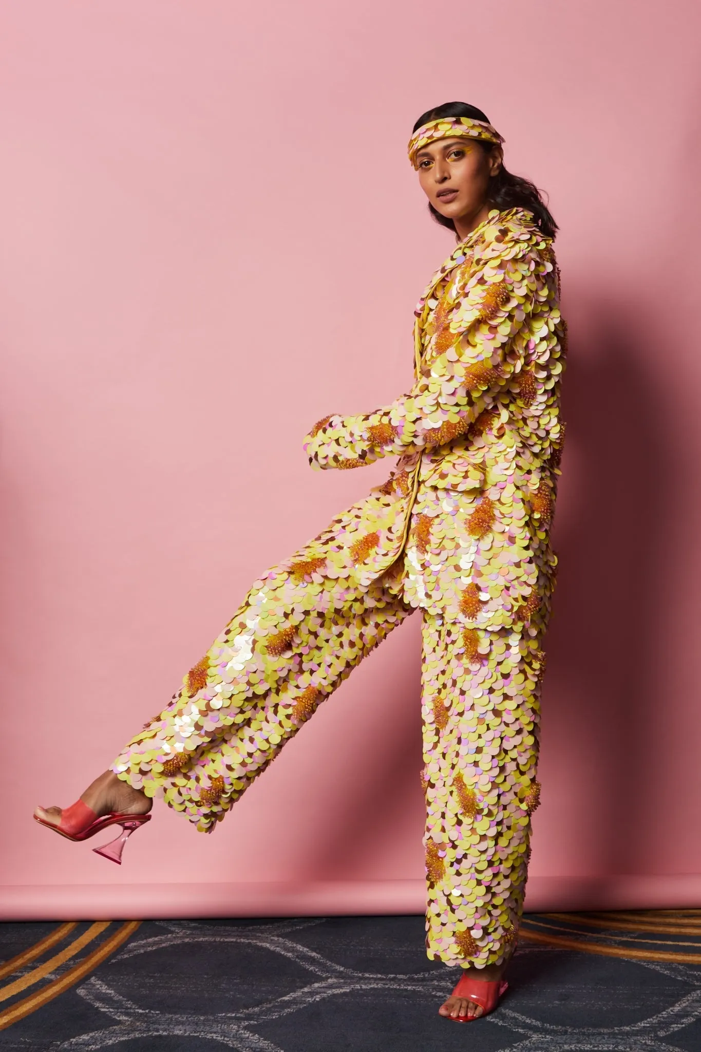 Embroidered Blazer Set
