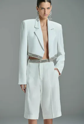 Embroidered Cropped Blazer