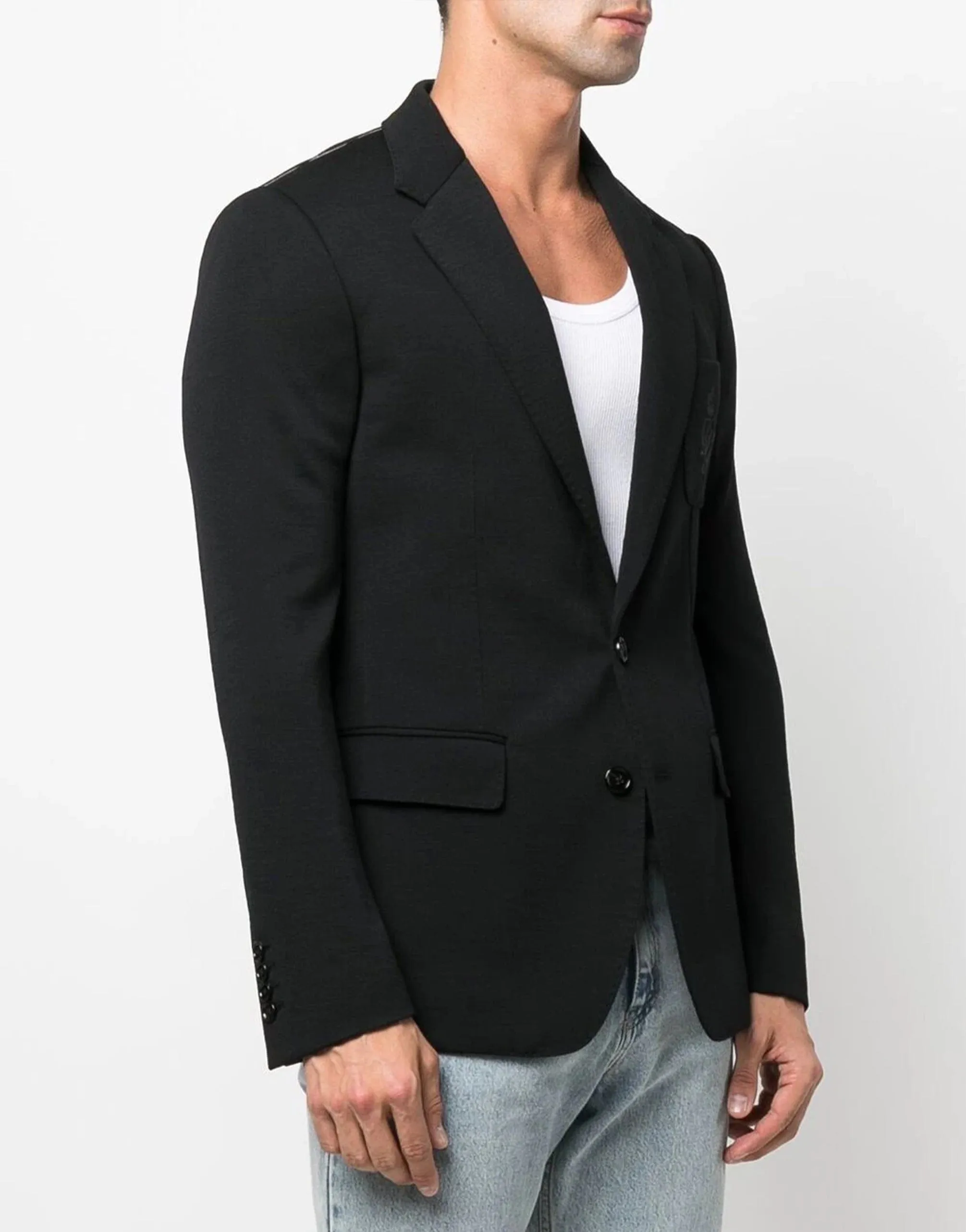 Embroidered Logo Wool Blazer