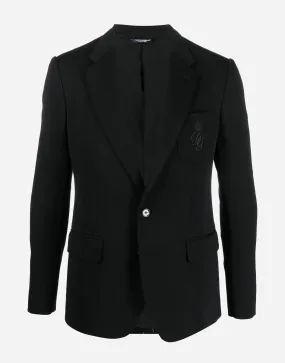 Embroidered Logo Wool Blazer