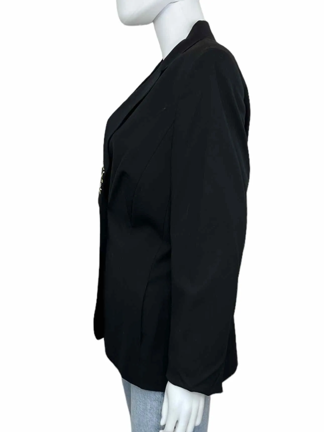 ESCADA Black Wool Floral Embroidered Blazer Size M