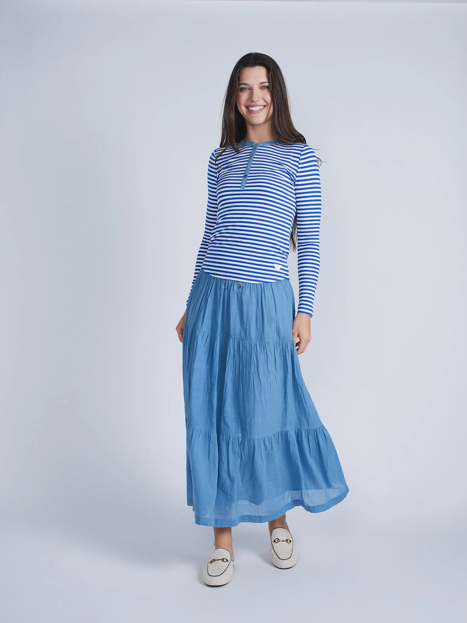 FYI Striped Henley Tee