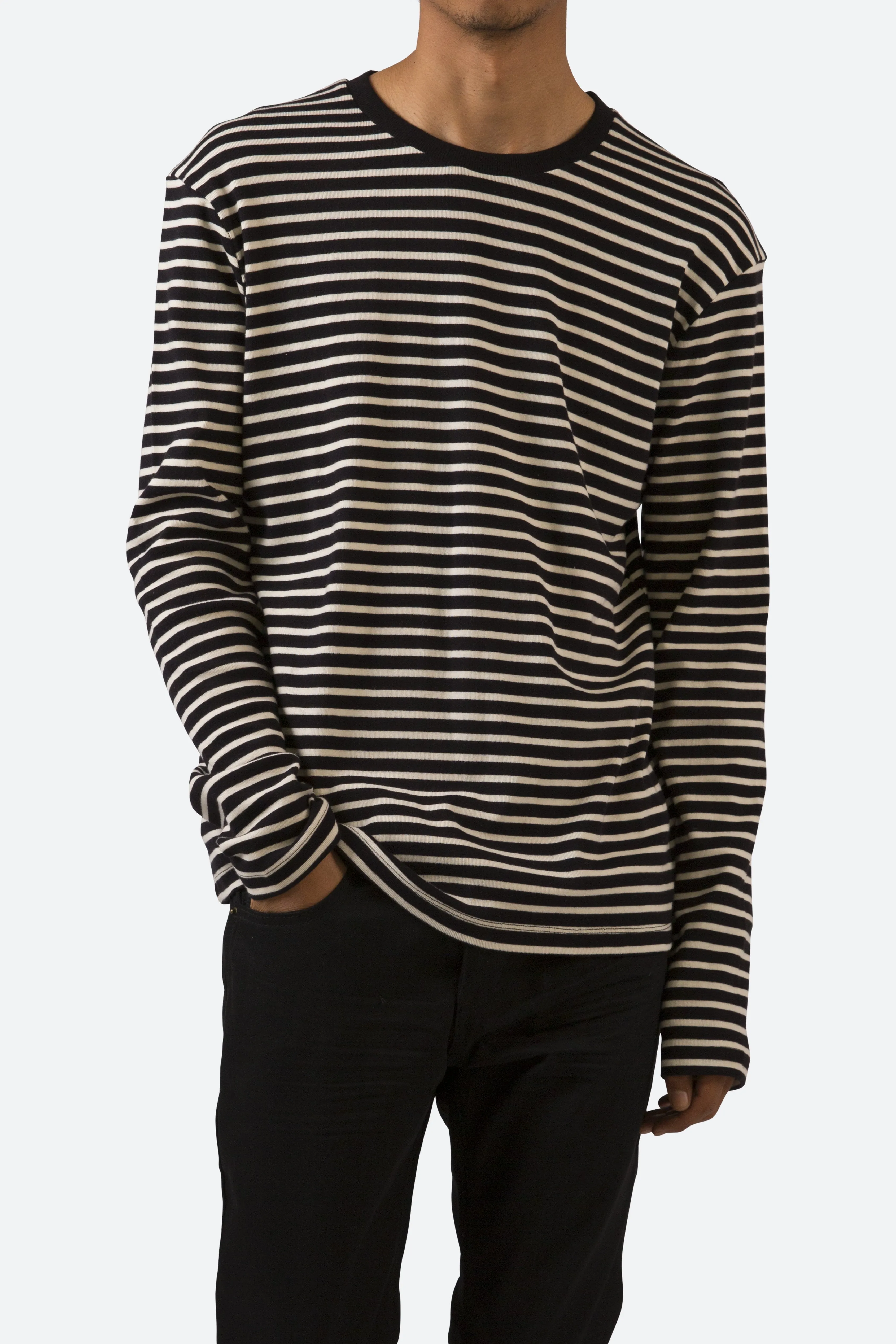 Heavy Striped L/S Tee - Black/White