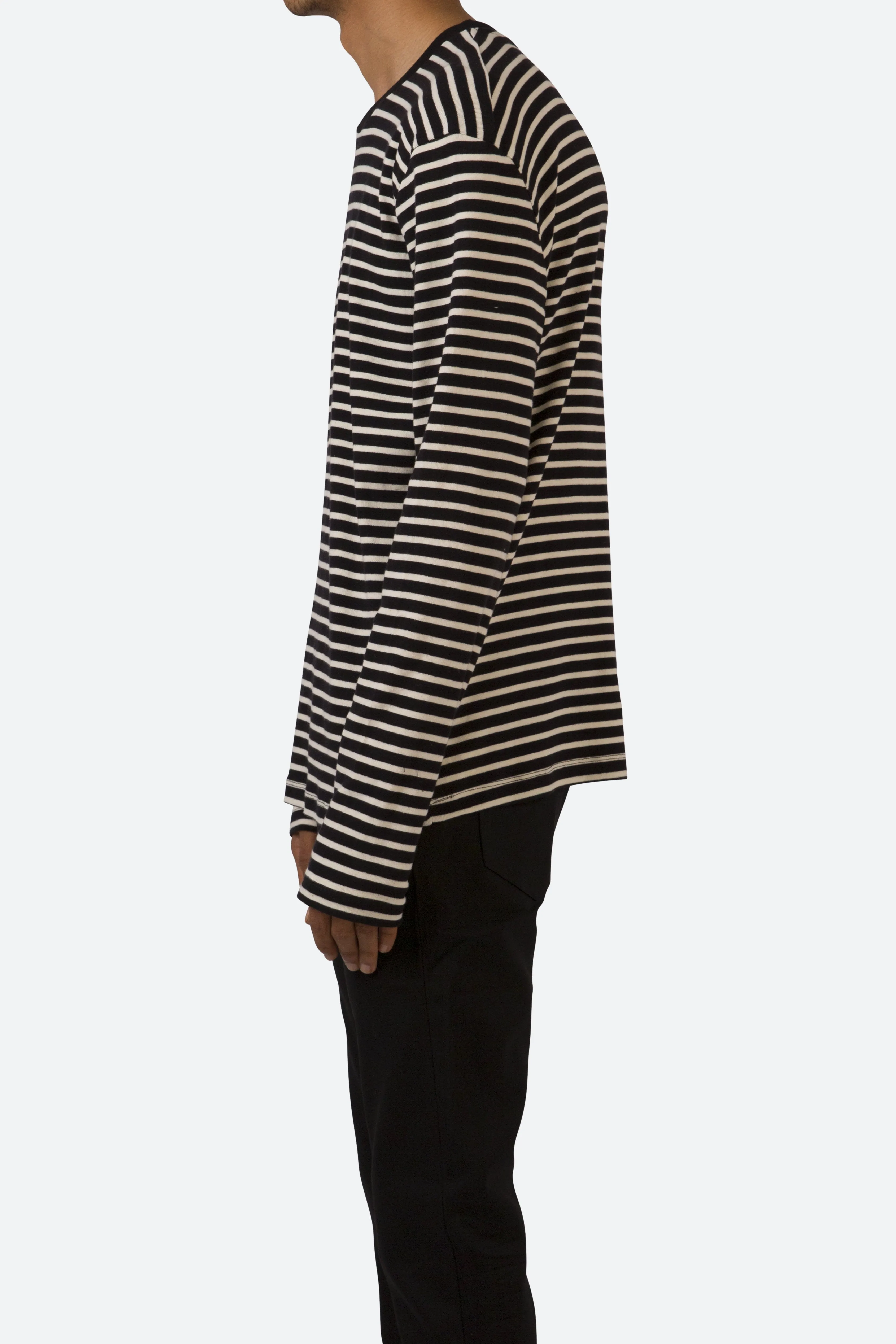 Heavy Striped L/S Tee - Black/White