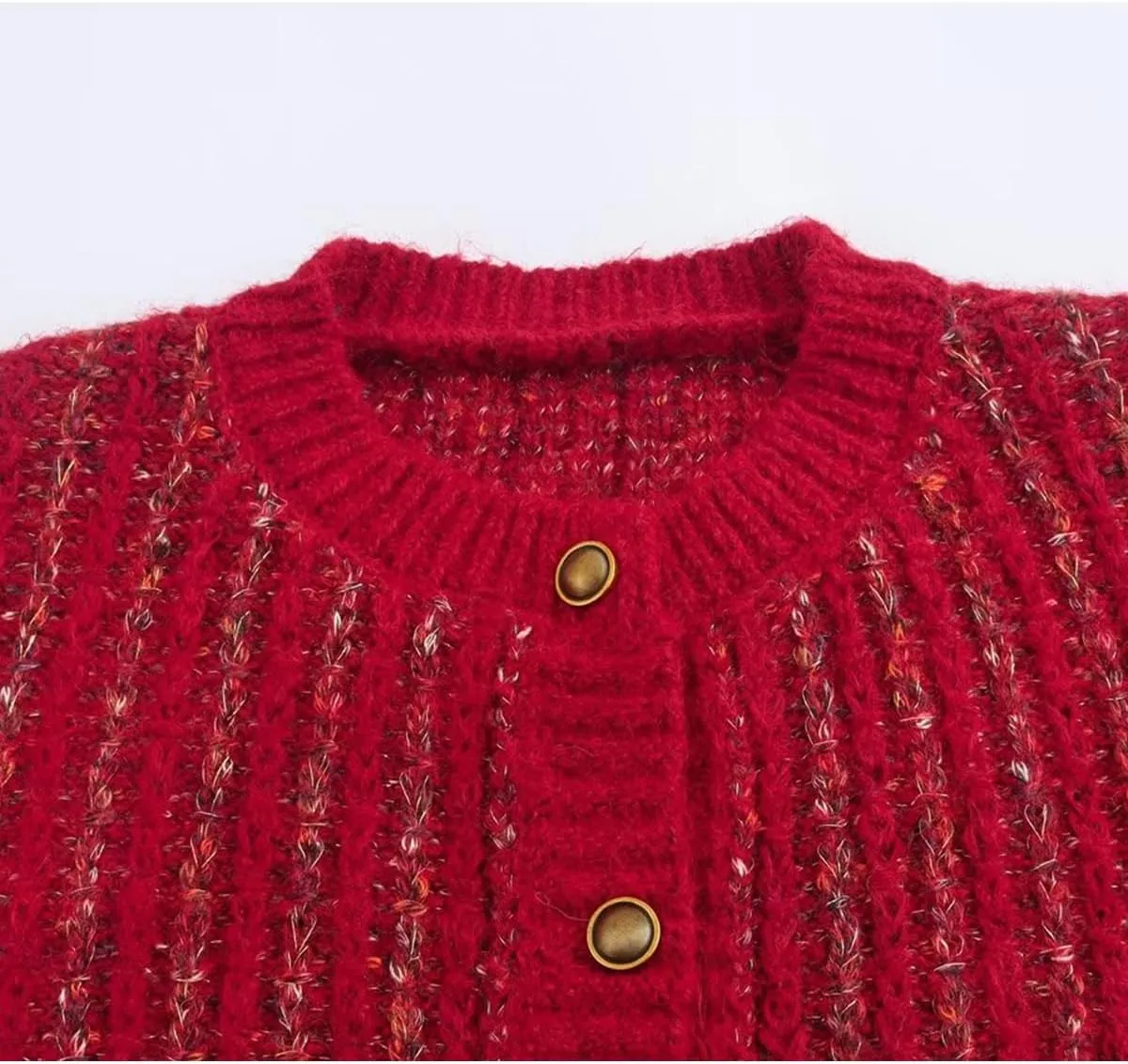 HOULENGS Women's Casual Long Sleeve Chunky Knit Cardigan Sweater 2024 Fall Round Neck Button Down Sweater Coats