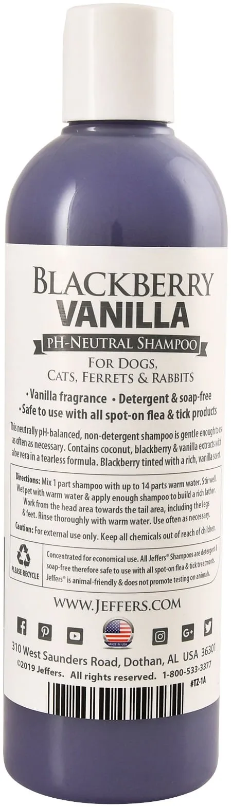 Jeffers Blackberry Vanilla pH-Neutral Pet Shampoo