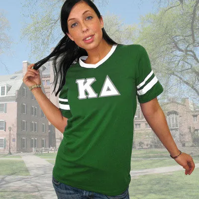 Kappa Delta V-Neck Jersey with Striped Sleeves - 360 - TWILL