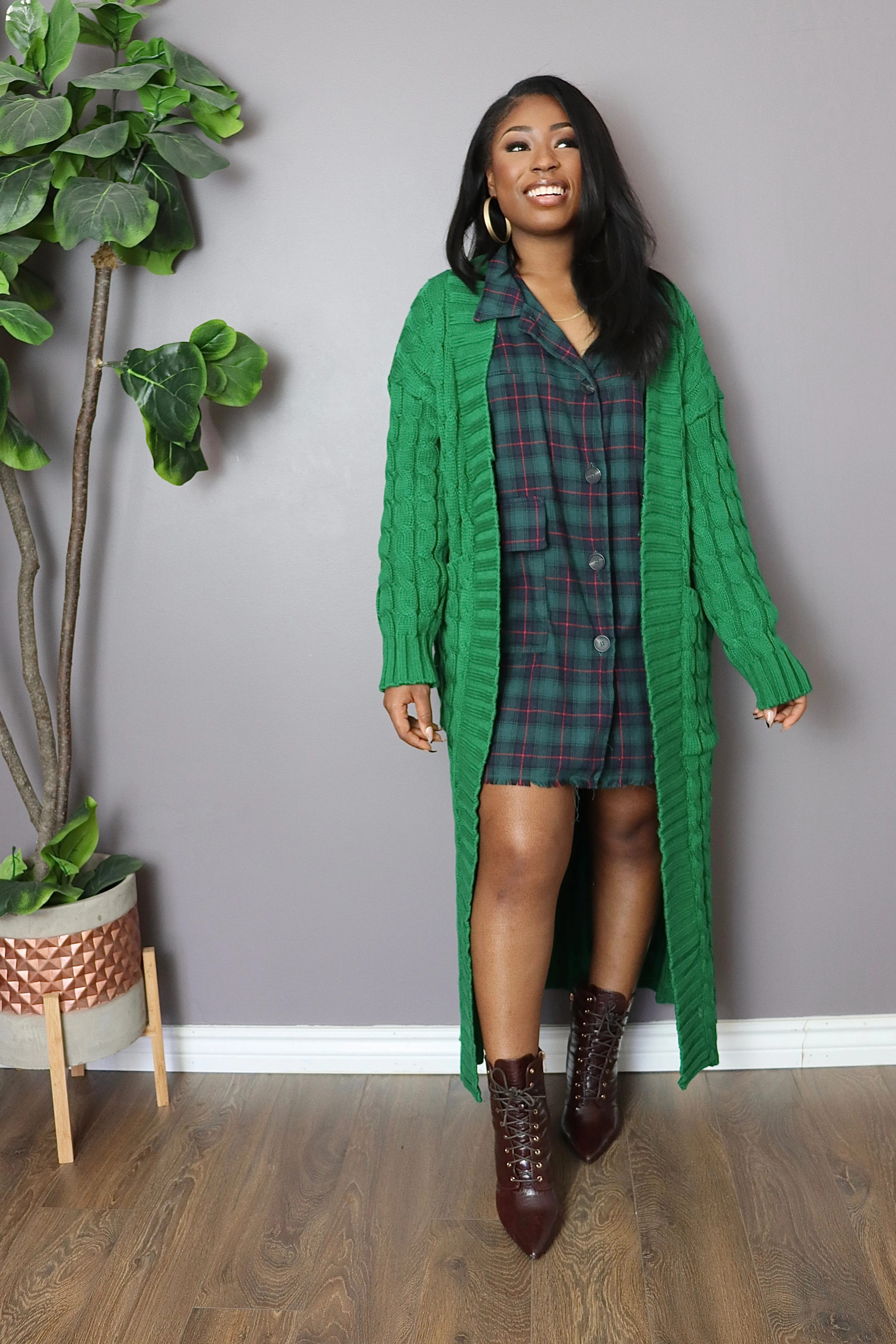 KEEP ME WARM Cardigan (Green)
