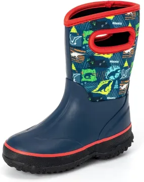 Kids Waterproof Neoprene Rain Boots Girls Boys Outdoor Mud Boots Children Insulated Rubber Snow Boots