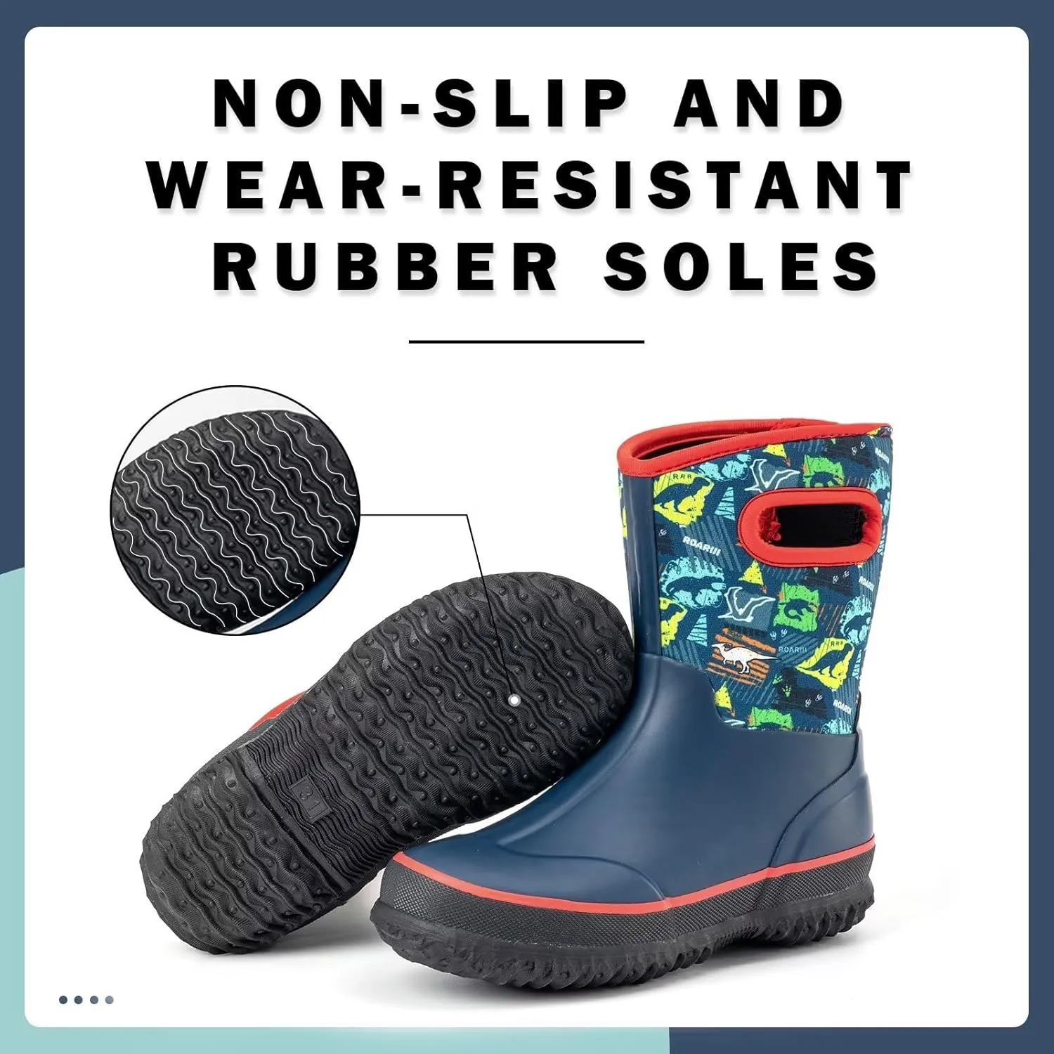 Kids Waterproof Neoprene Rain Boots Girls Boys Outdoor Mud Boots Children Insulated Rubber Snow Boots