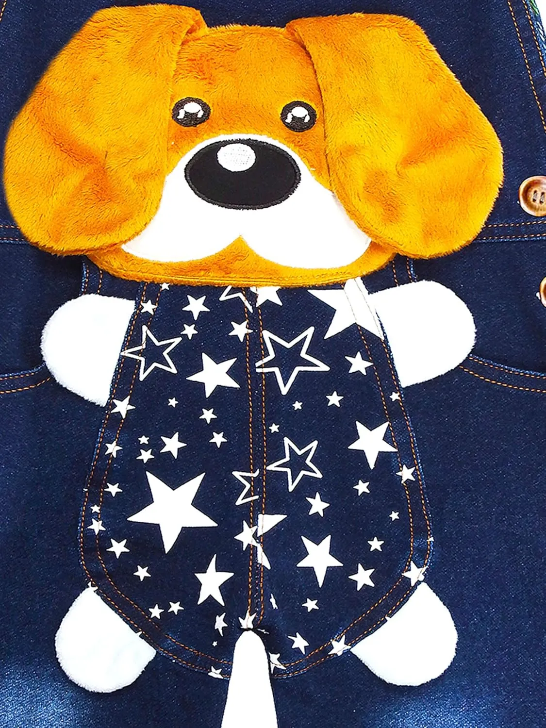 KIDSCOOL SPACE Baby Cotton 3D Cartoon Soft Knitted Jeans Overalls