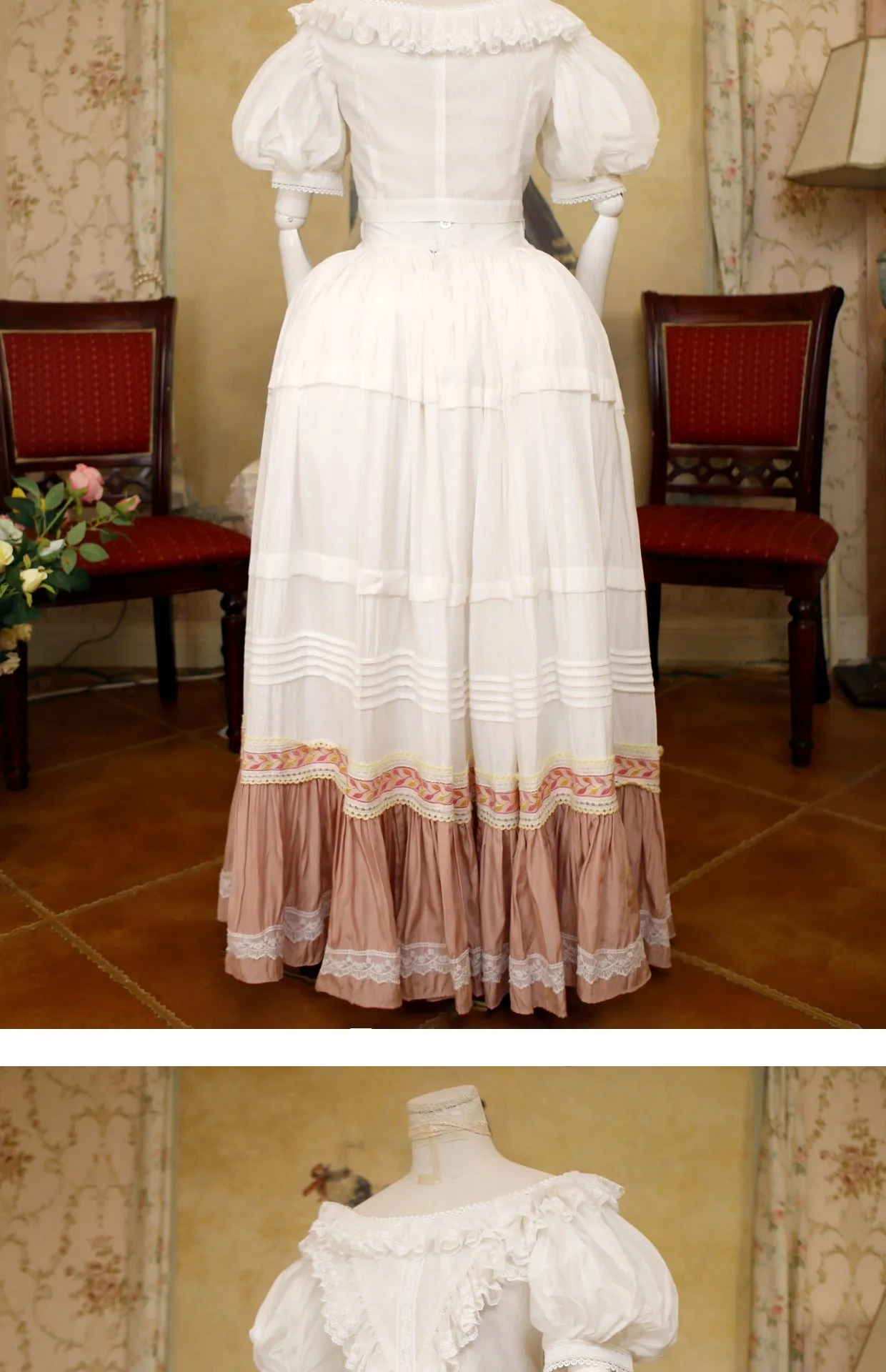 Lace Garden~Victorian Style Elegant Antique Lolita Blouse and Skirt