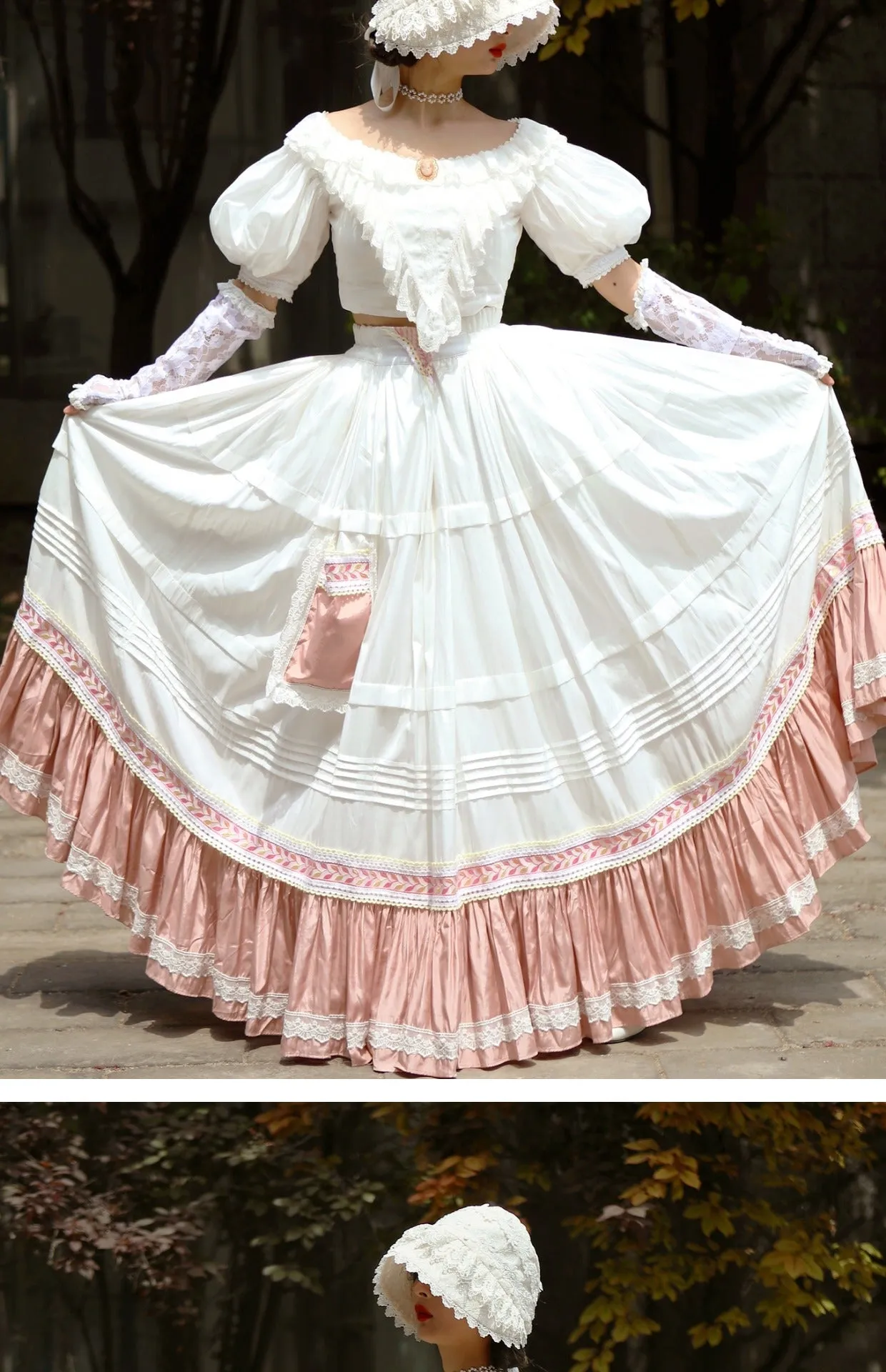 Lace Garden~Victorian Style Elegant Antique Lolita Blouse and Skirt