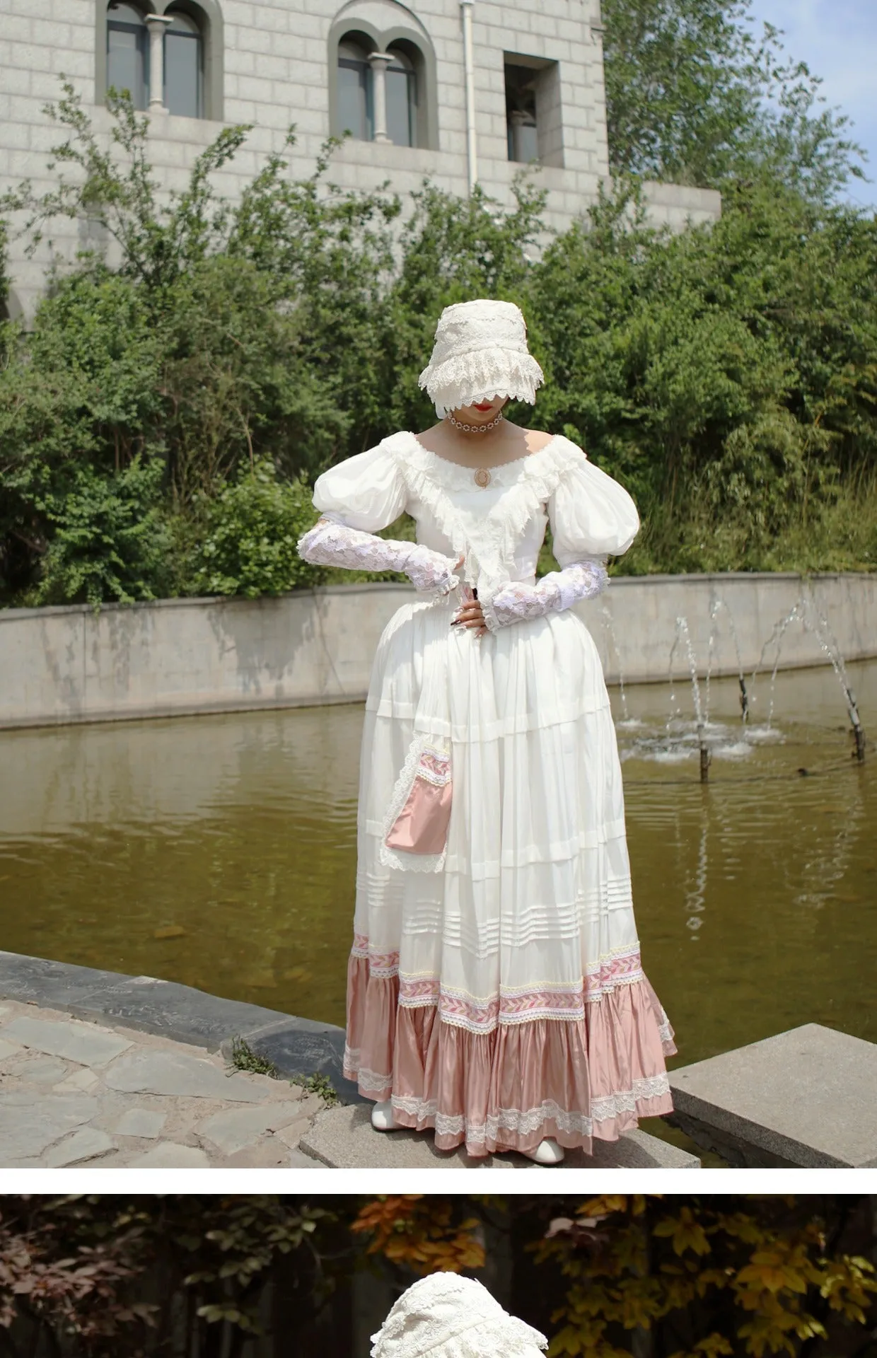 Lace Garden~Victorian Style Elegant Antique Lolita Blouse and Skirt